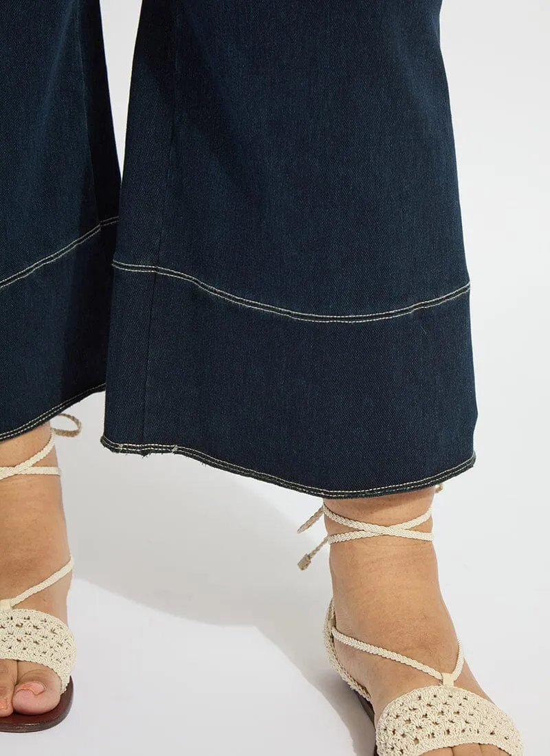 Dion Sailor Crop Palazzo Denim (Plus Size, 25" Inseam)