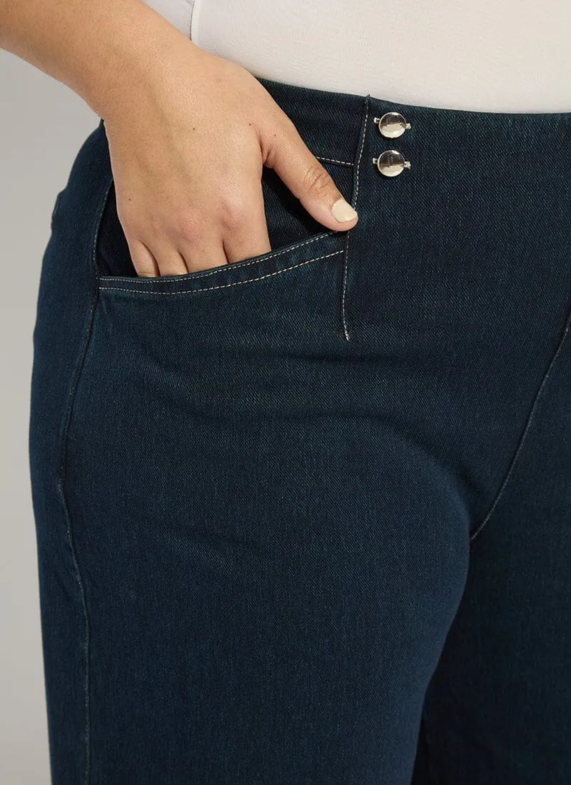 Dion Sailor Crop Palazzo Denim (Plus Size, 25" Inseam)