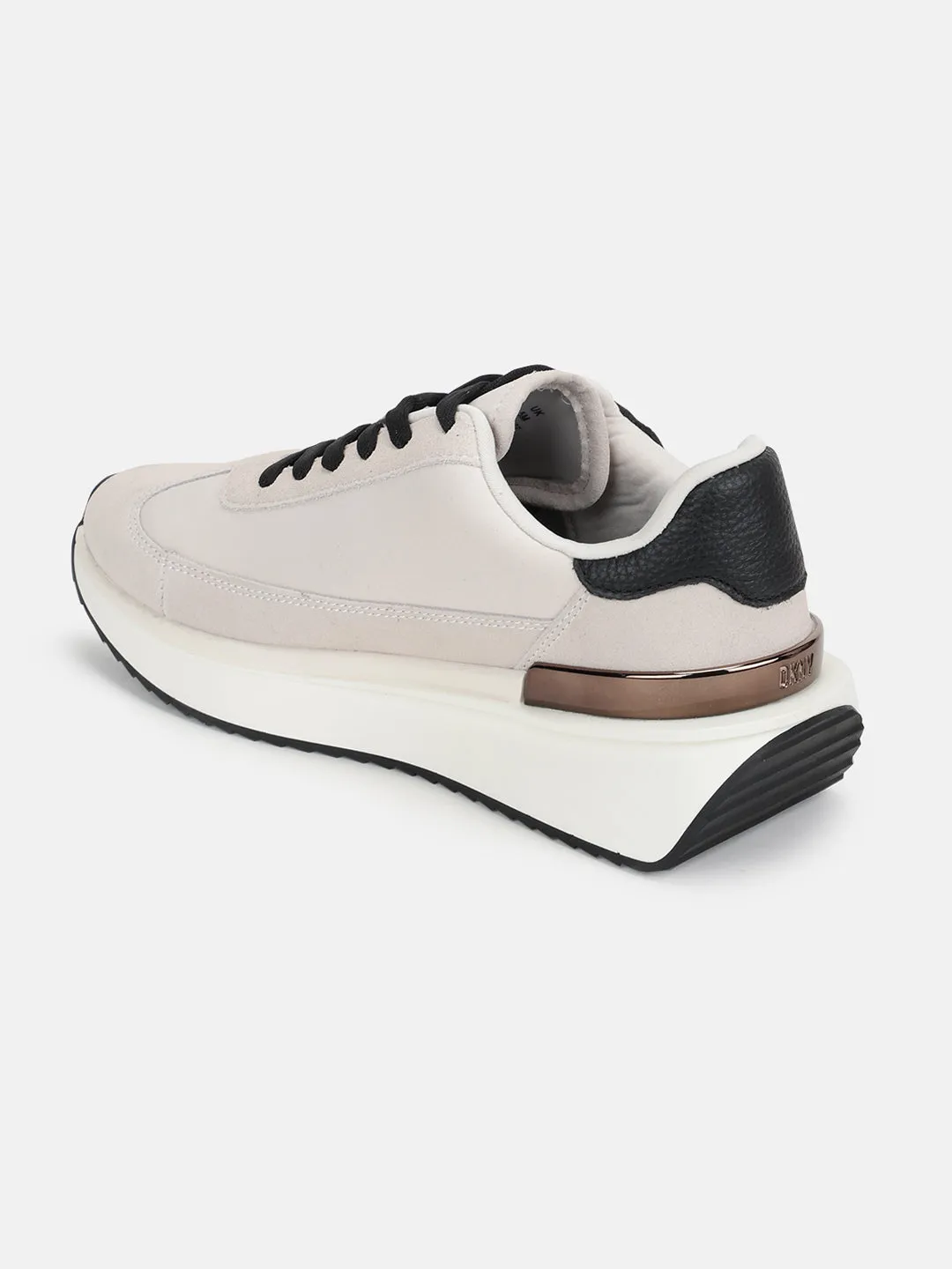 Dkny Women Grey Solid Round Toe Lace-Ups Sneakers
