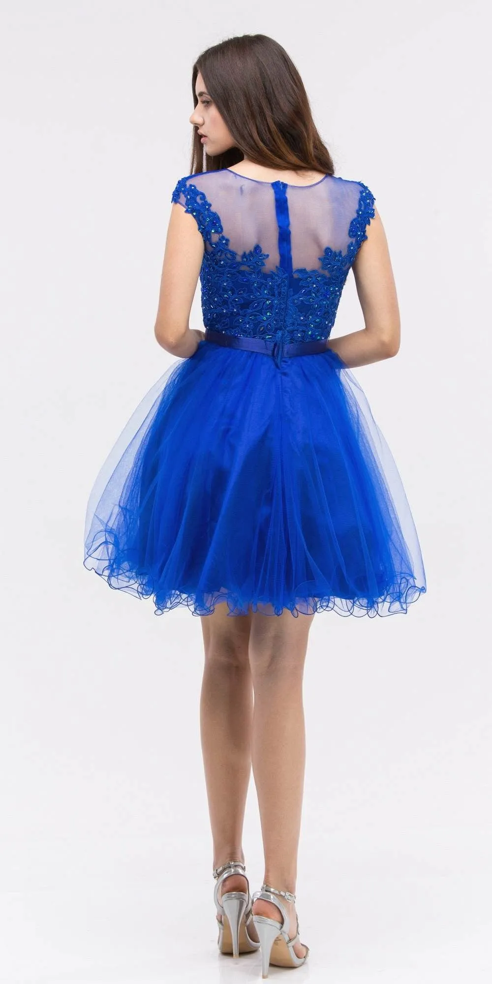Eureka 3622 Cap Sleeve Lace Applique Bodice Dress