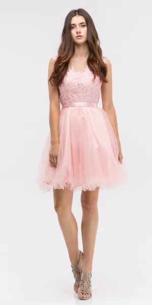 Eureka 3622 Cap Sleeve Lace Applique Bodice Dress