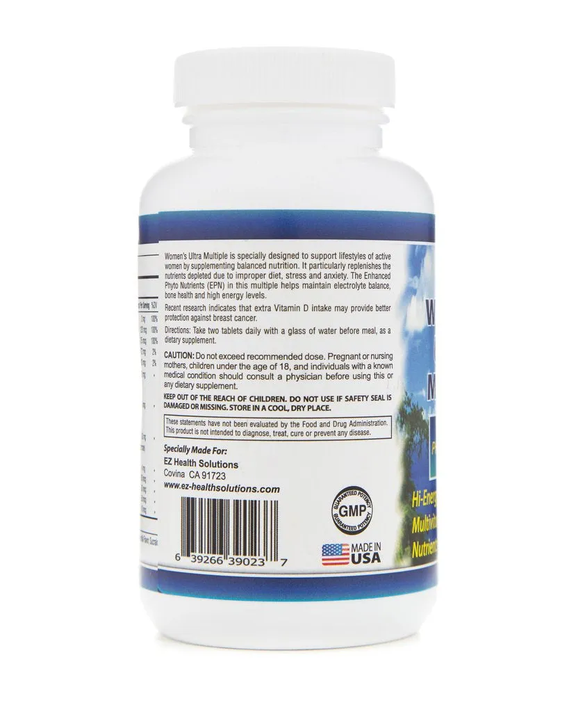 EZ Health Solutions© Women's Ultra Natural Daily Vitamin Supplement 120 Vegetarian Tablets