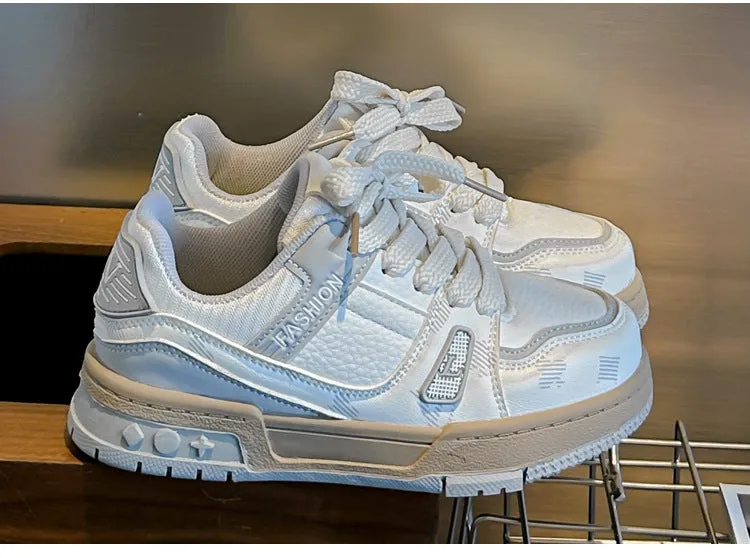 Fashion Patch Sneakers - Beige & Grey