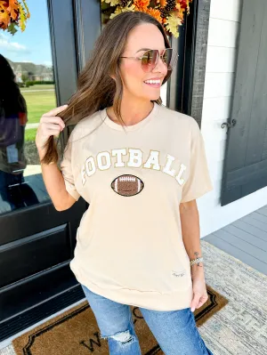 Football Patch Honey Wheat High Low Short Sleeve