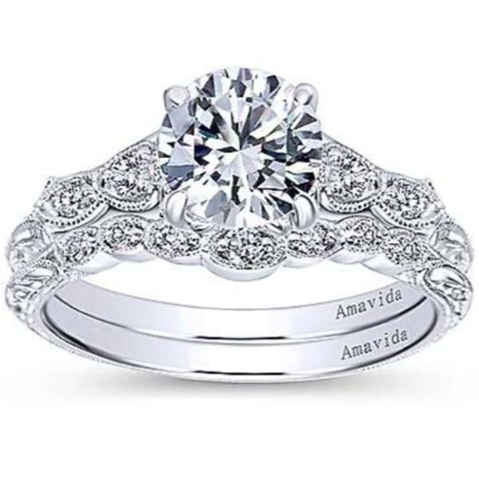 Gabriel & Co. Amavida "Chelsea" Round Cut Diamond Engagement Ring