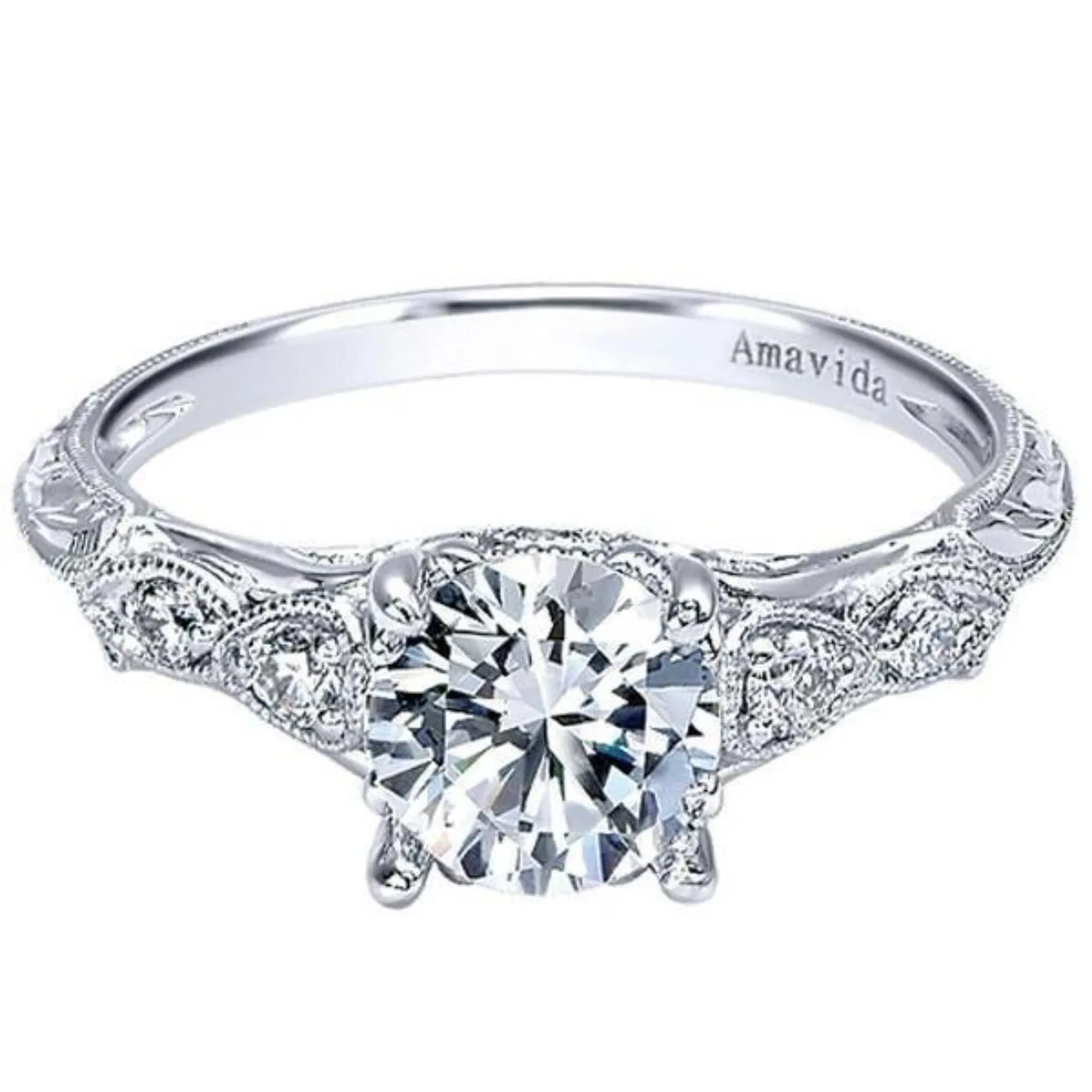 Gabriel & Co. Amavida "Chelsea" Round Cut Diamond Engagement Ring