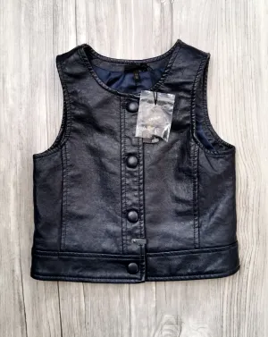 GIRL SIZE 4 YEARS - IKKS, Designer Fashion, Black Faux Leather Vest NWT B31