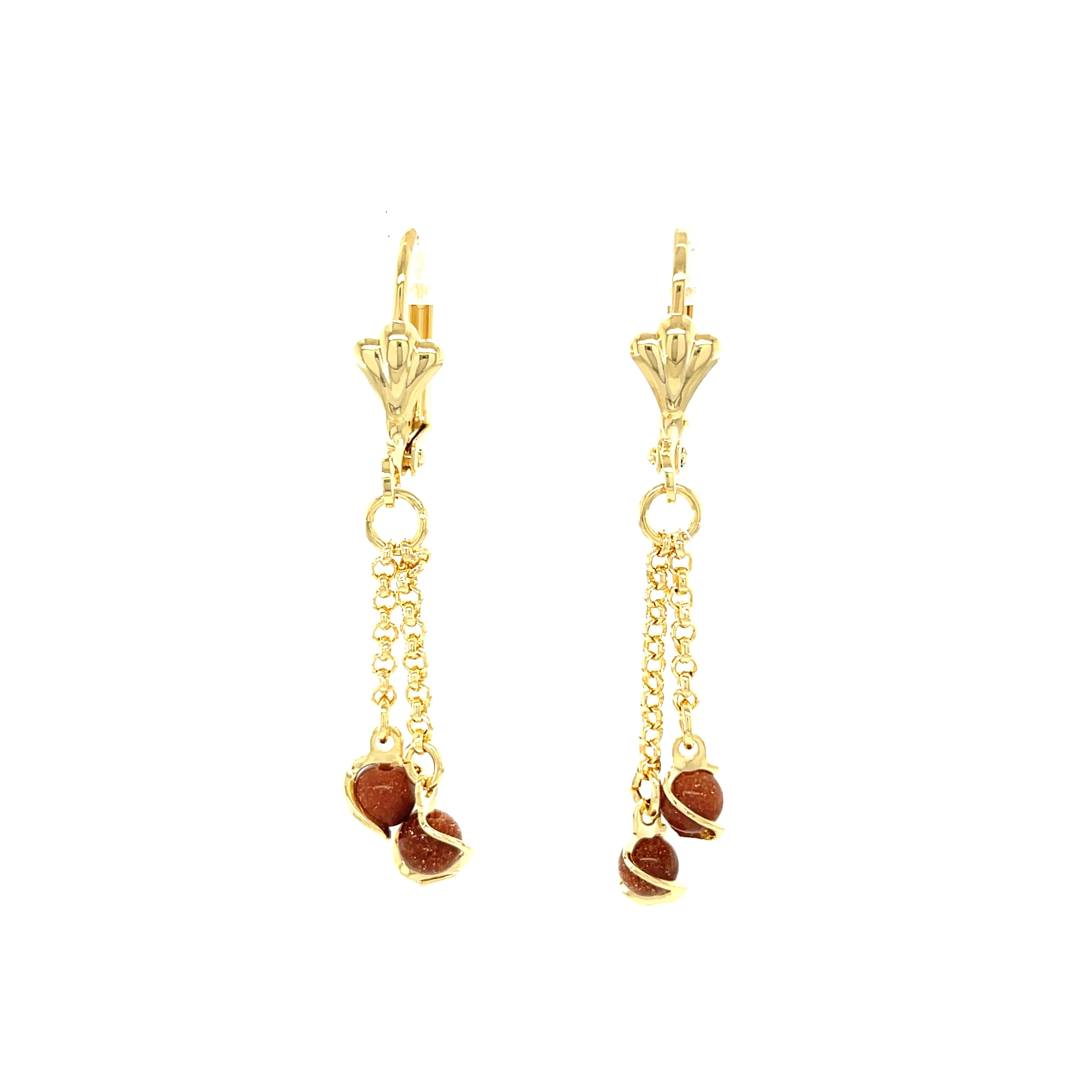 Goldstone Aventurine Dangle Earrings 14k Gold filled
