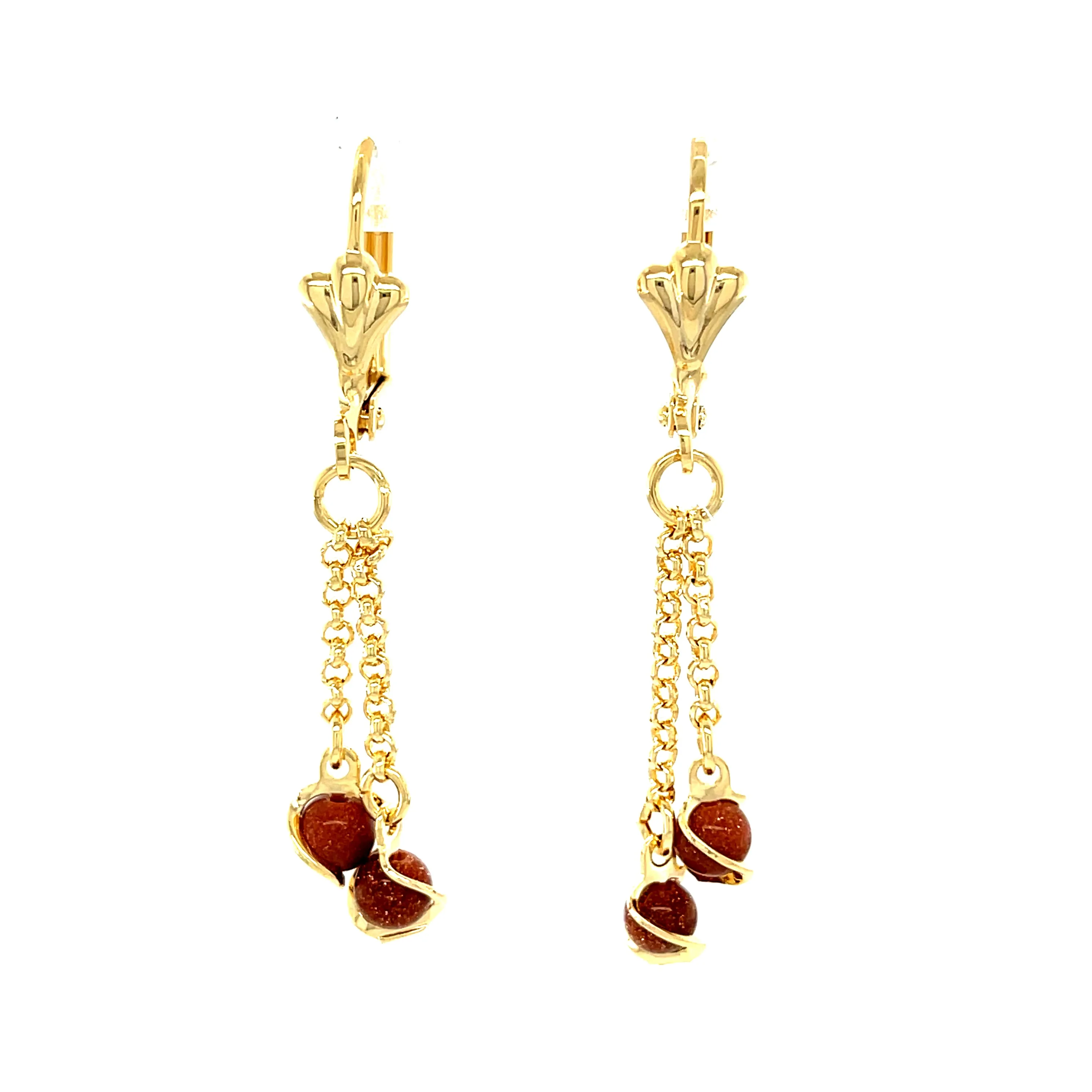 Goldstone Aventurine Dangle Earrings 14k Gold filled