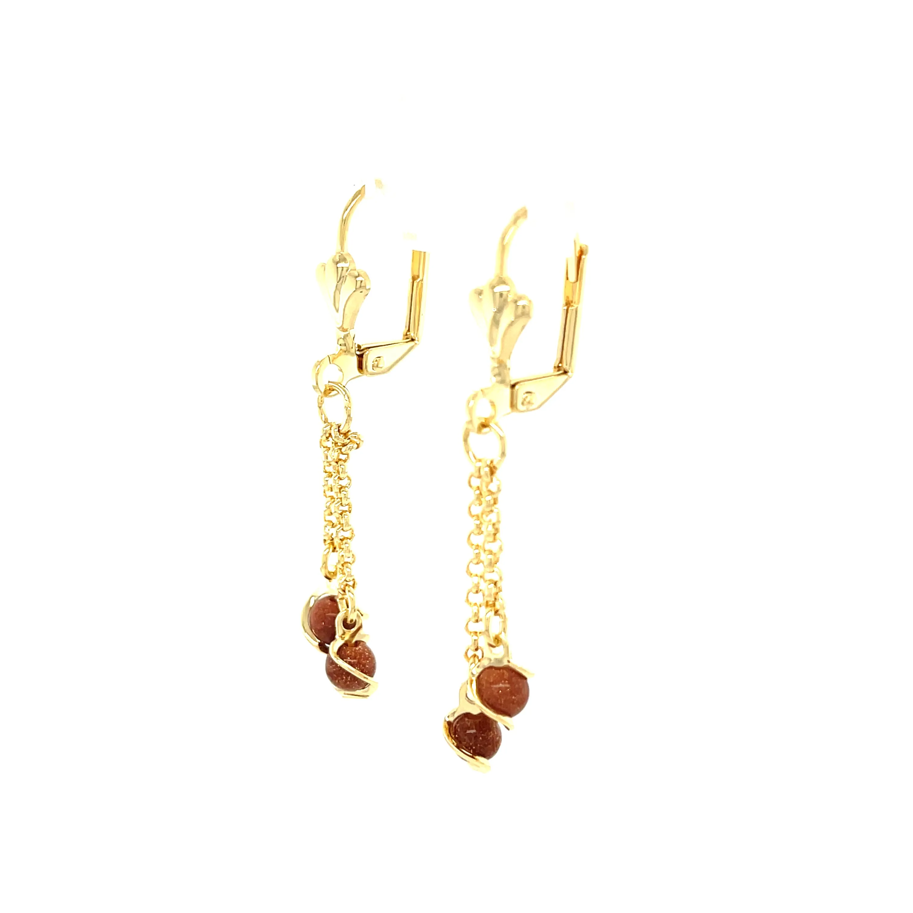Goldstone Aventurine Dangle Earrings 14k Gold filled