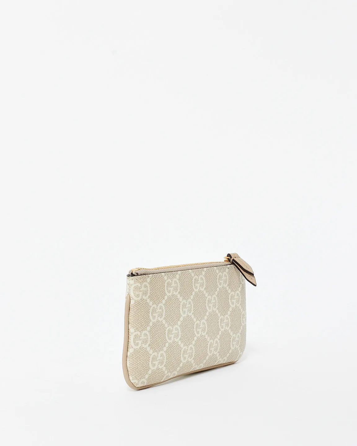 Gucci Beige/ White Monogram Coated Canvas Ophidia Keyring Pouch