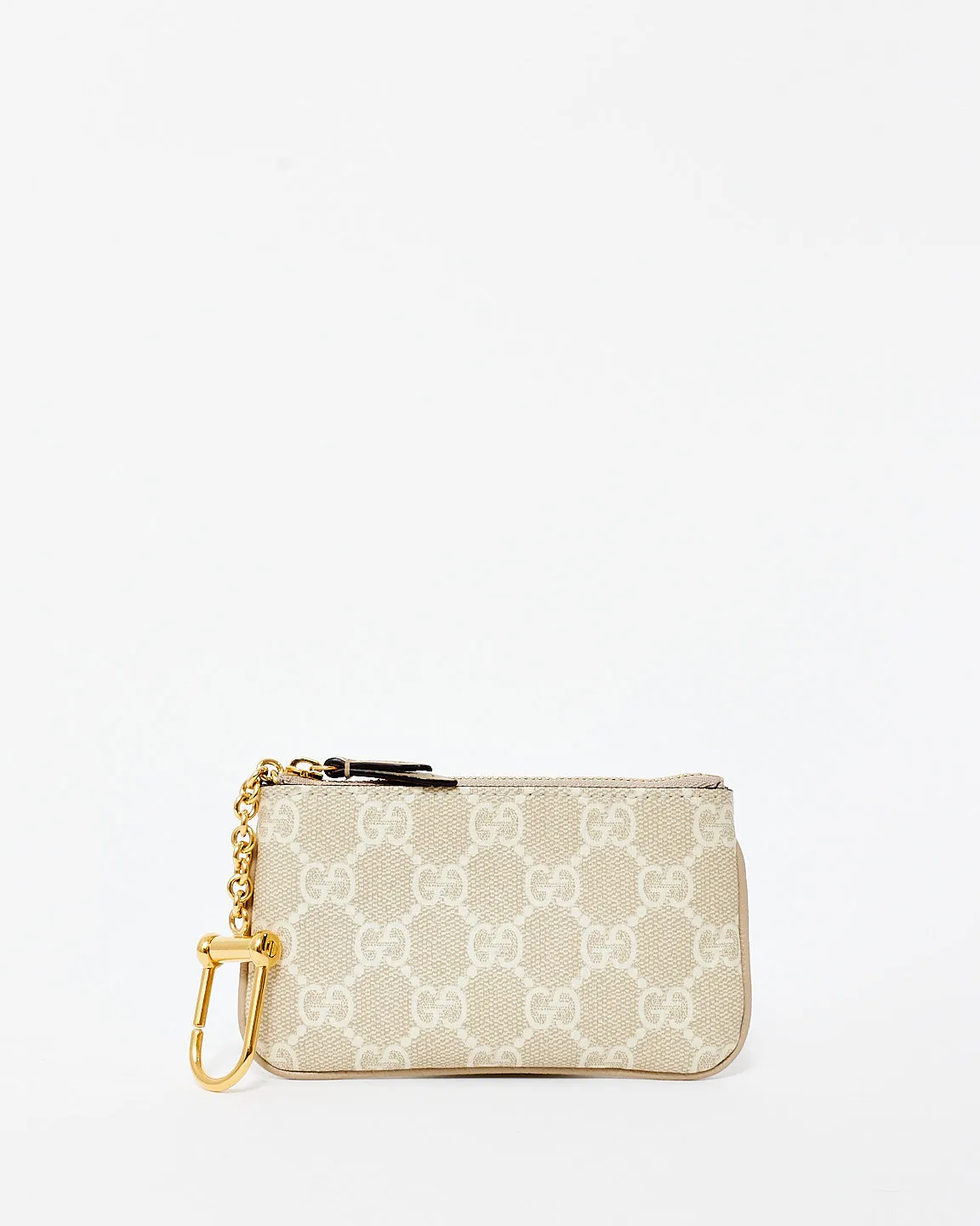 Gucci Beige/ White Monogram Coated Canvas Ophidia Keyring Pouch