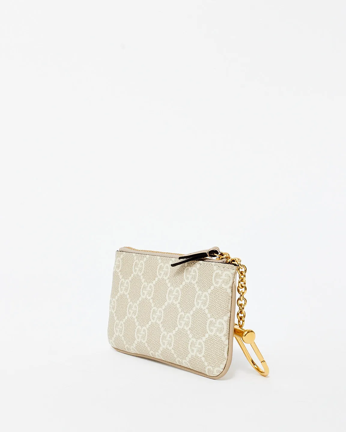Gucci Beige/ White Monogram Coated Canvas Ophidia Keyring Pouch