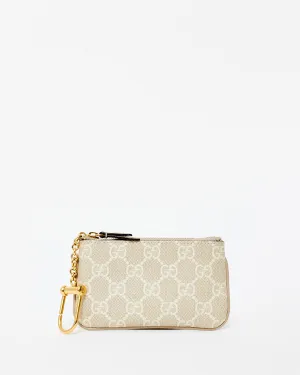 Gucci Beige/ White Monogram Coated Canvas Ophidia Keyring Pouch
