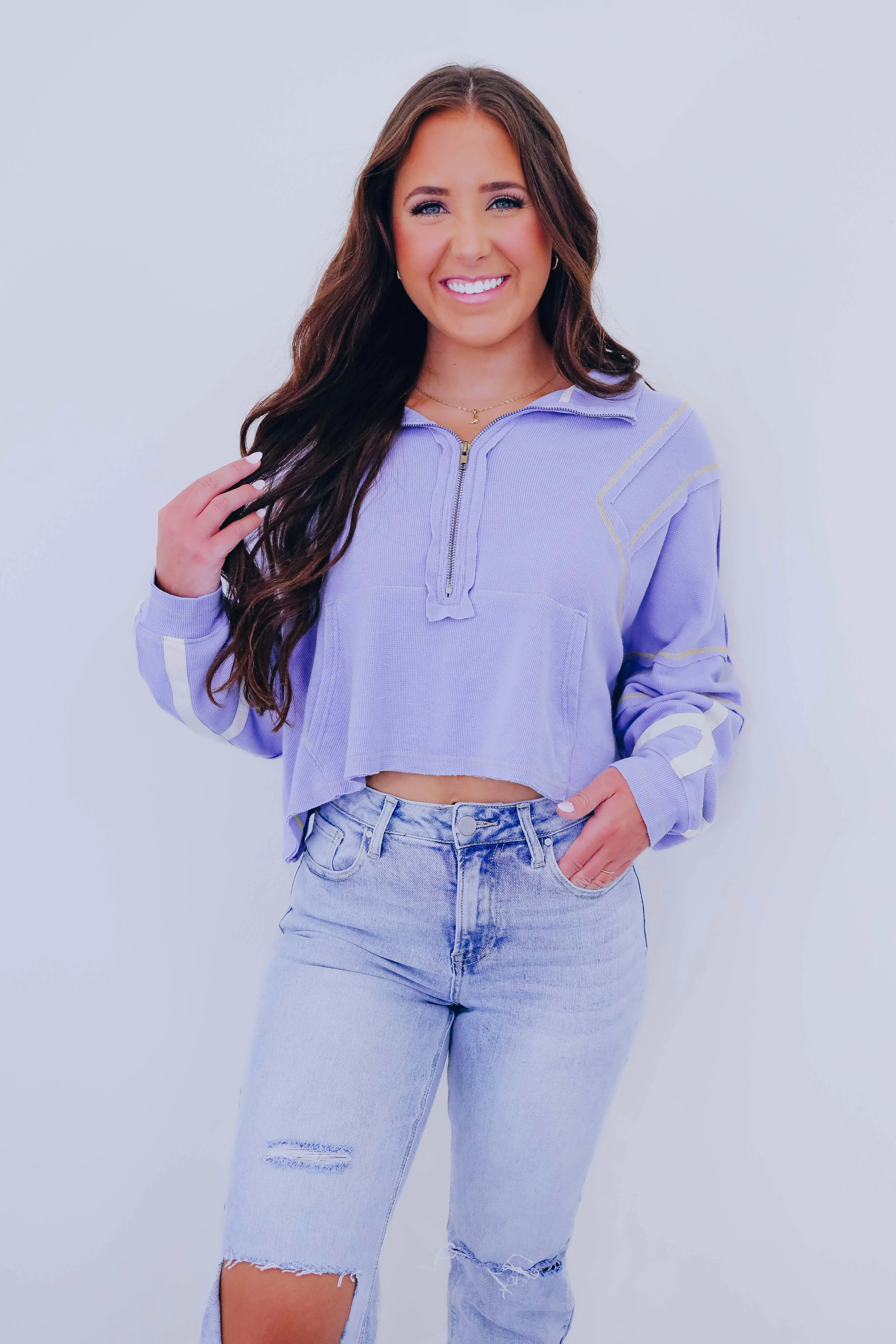 Haley Cropped Half-Zip Top By POL - 2 Colors