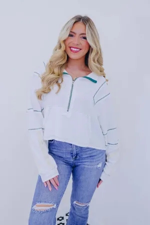 Haley Cropped Half-Zip Top By POL - 2 Colors