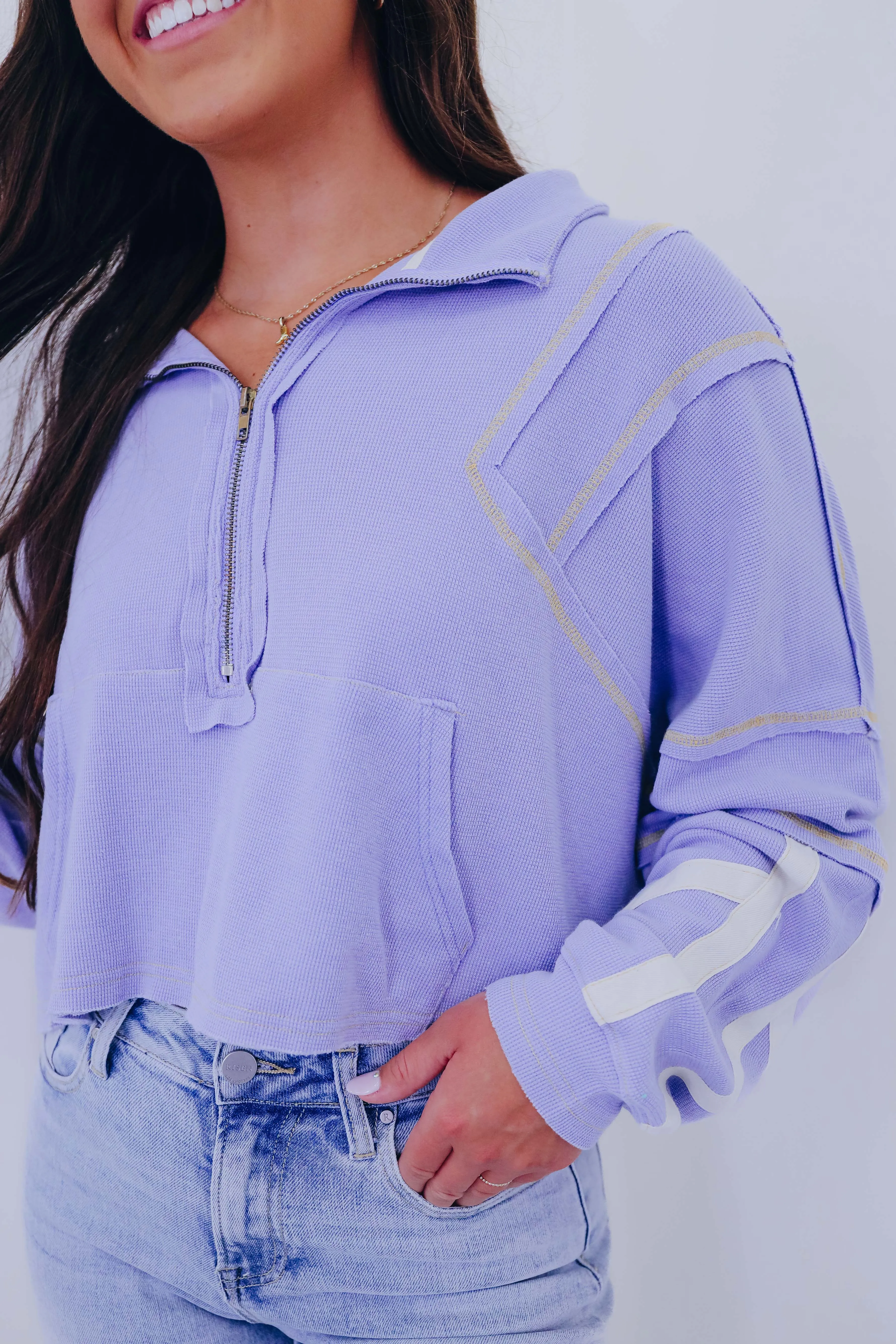 Haley Cropped Half-Zip Top By POL - 2 Colors