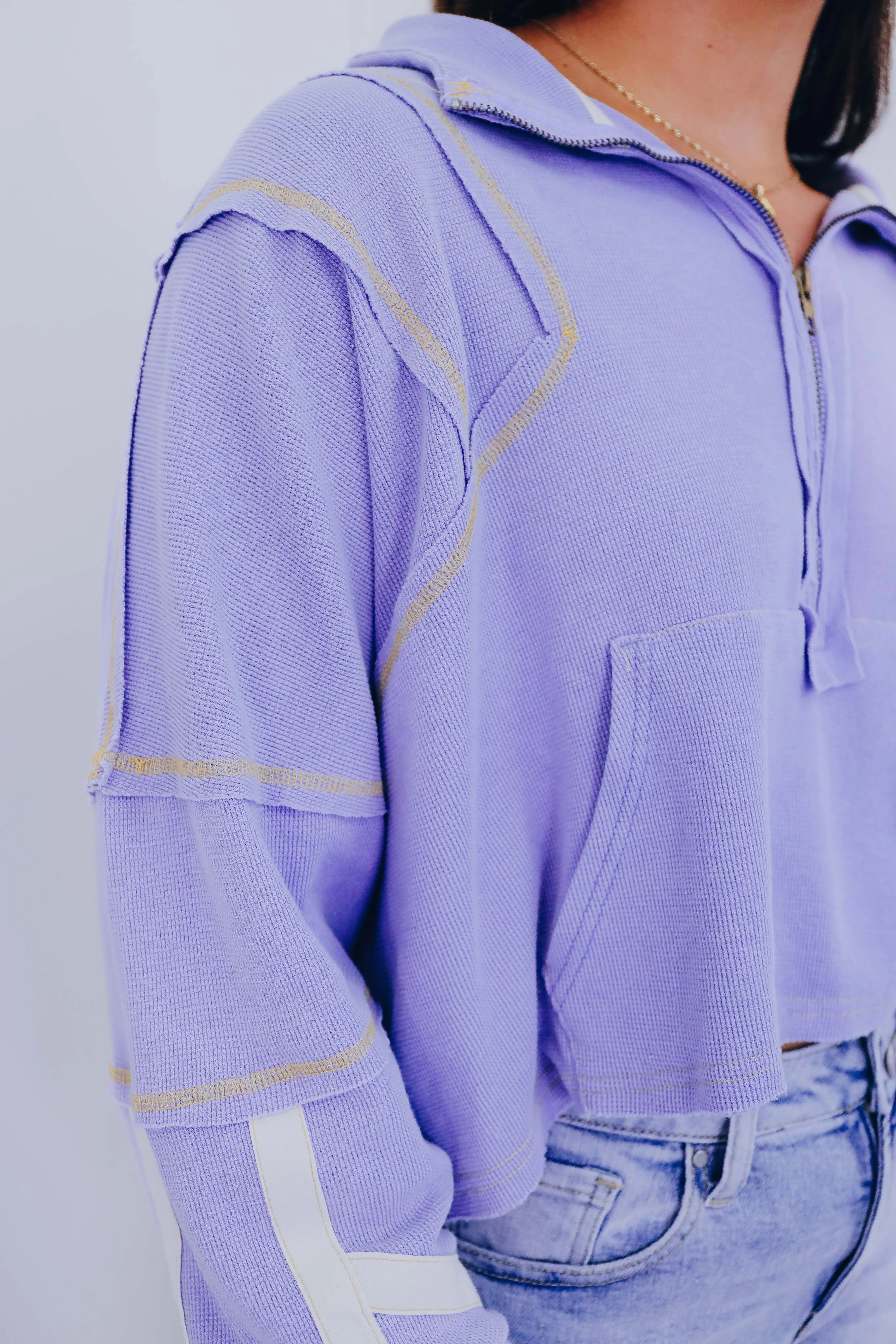 Haley Cropped Half-Zip Top By POL - 2 Colors