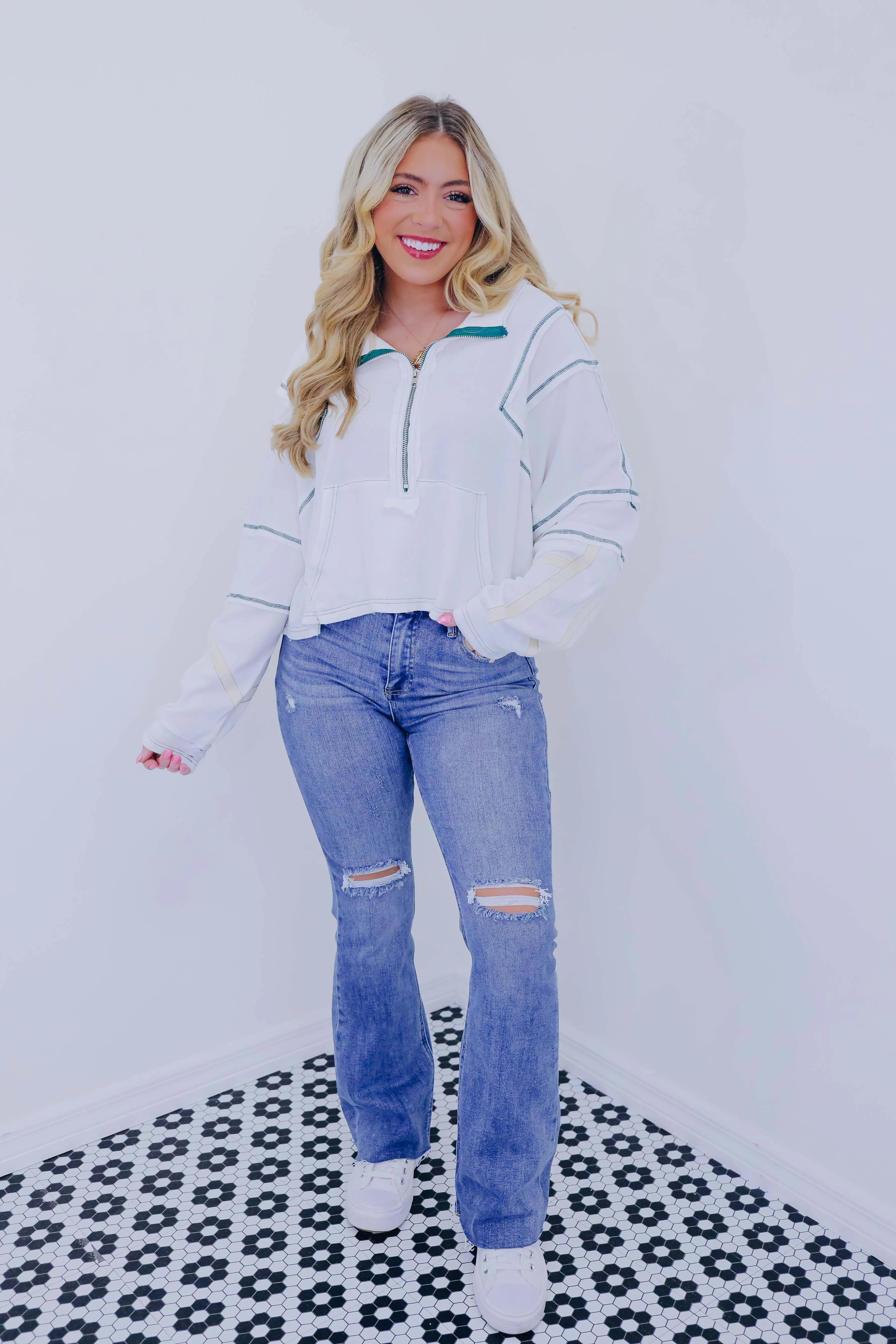 Haley Cropped Half-Zip Top By POL - 2 Colors