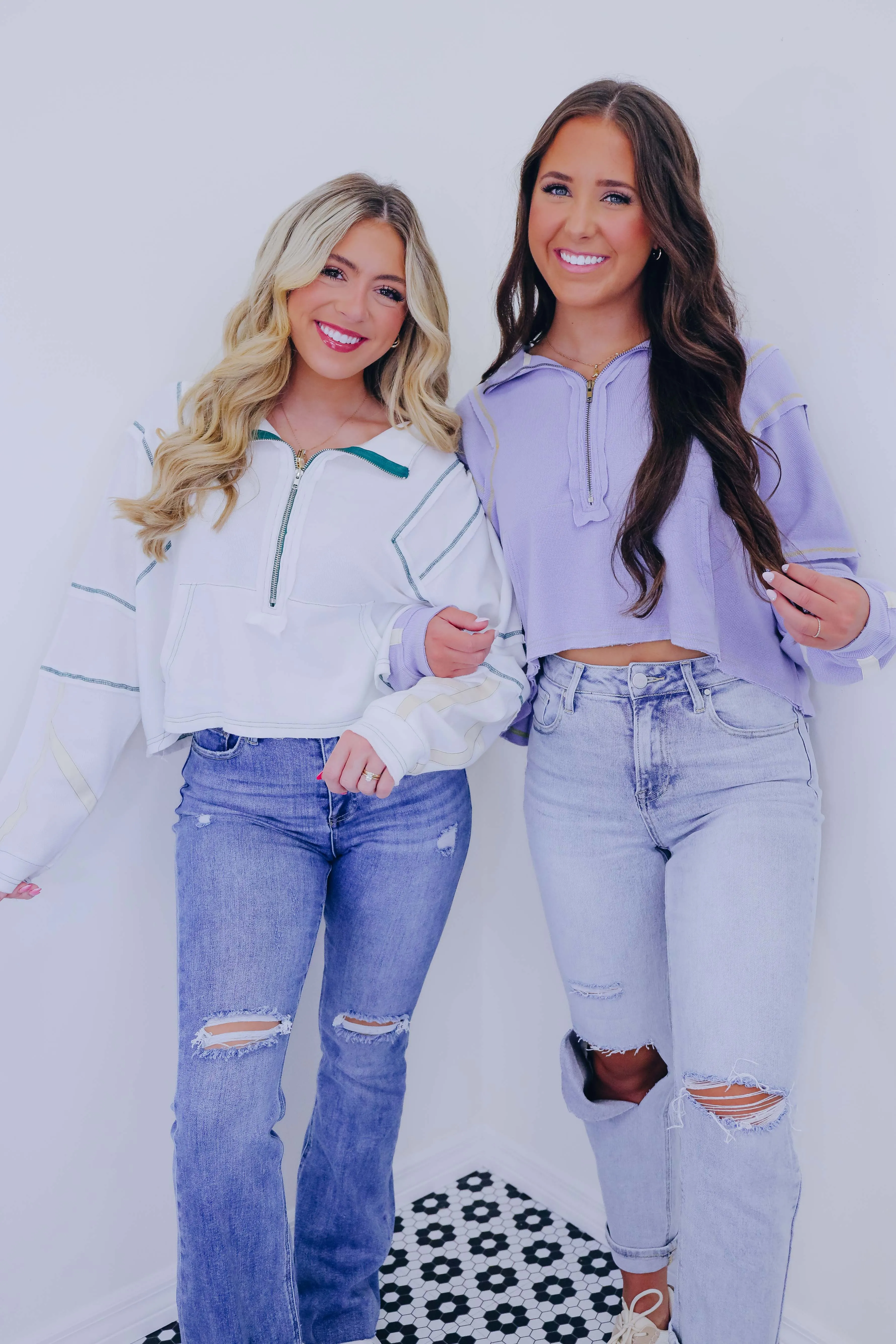 Haley Cropped Half-Zip Top By POL - 2 Colors