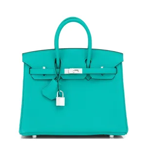 Hermes Birkin 25 Vert Verone Lagoon Blue Izmir Verso Togo Bag U Stamp, 2022