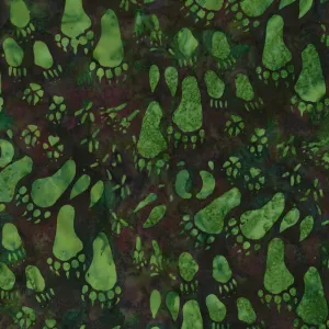 Hoffman Fabrics Earth Paws Wildlife Tracks Batik Fabric H2280-58-Earth