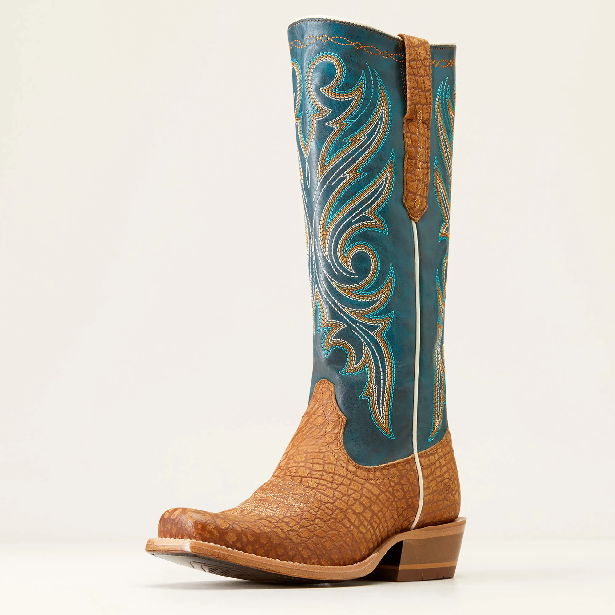 Ladies Ariat Tan Bullhide Print StretchFit Futurity Starlight Blunt Toe Western Boots