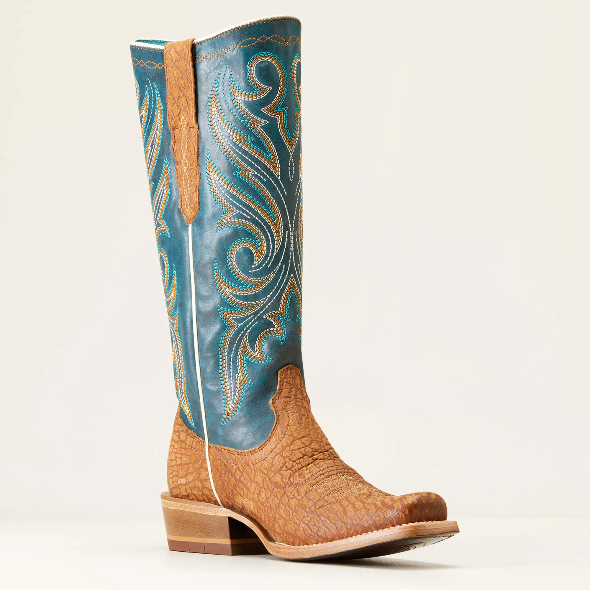 Ladies Ariat Tan Bullhide Print StretchFit Futurity Starlight Blunt Toe Western Boots