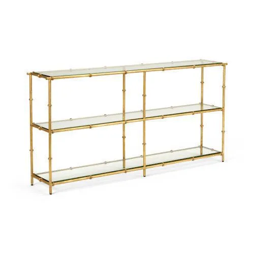 Lauren 3-Tier Faux Bamboo Gold Leaf Console Table