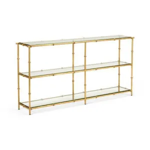 Lauren 3-Tier Faux Bamboo Gold Leaf Console Table