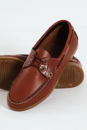 Leather Fashion Docksider - Brown