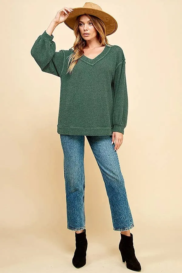 Long Sleeve Loose Fit Wide Neck Top