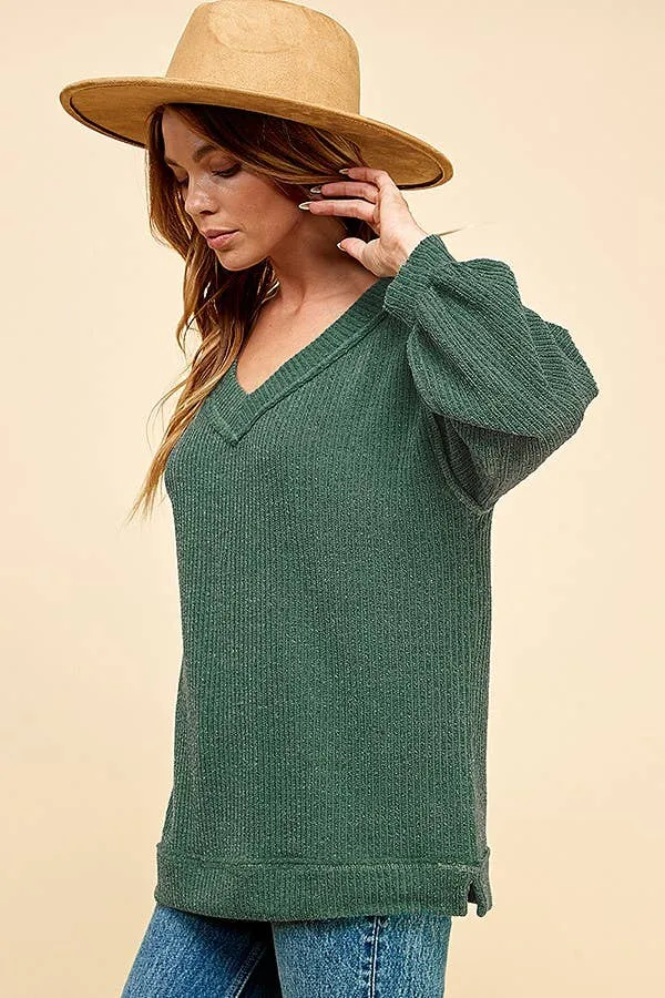 Long Sleeve Loose Fit Wide Neck Top