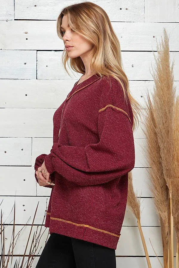 Long Sleeve Loose Fit Wide Neck Top
