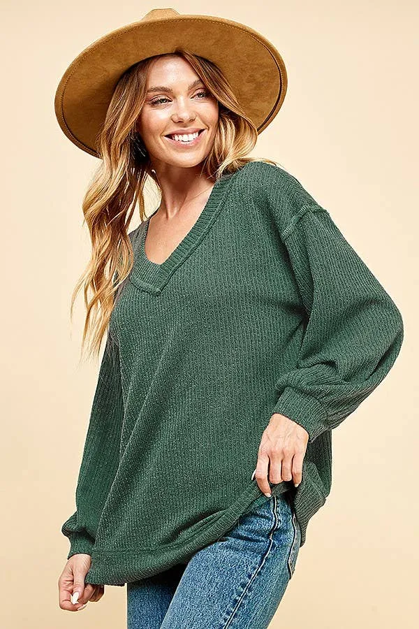 Long Sleeve Loose Fit Wide Neck Top
