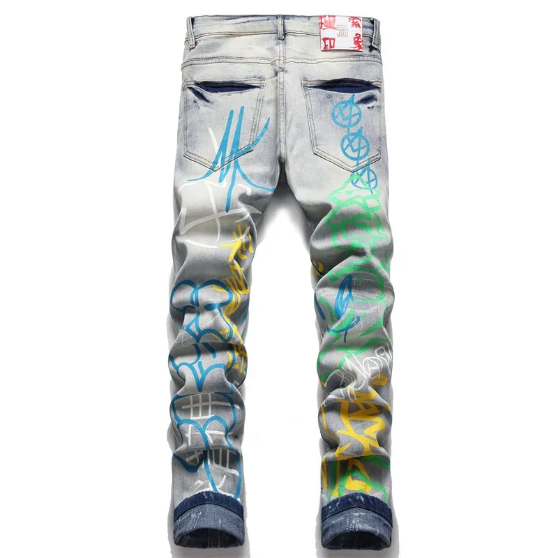 Men's Unique Fashion Print Jeans