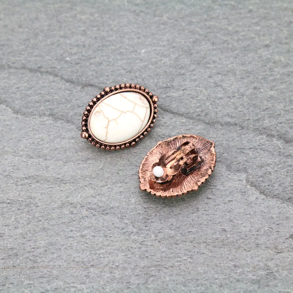 Millie Fashion Framed Oval Clip On Earrings