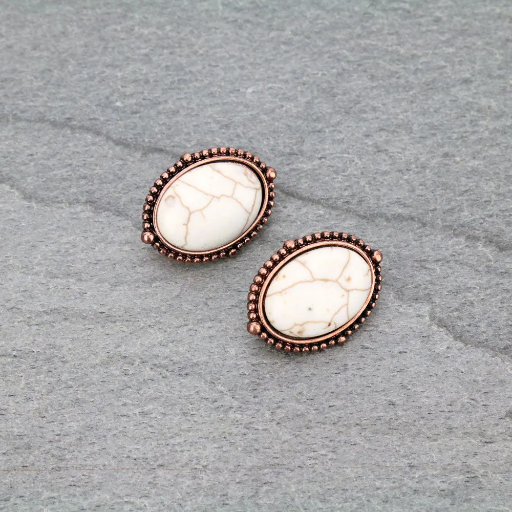 Millie Fashion Framed Oval Clip On Earrings