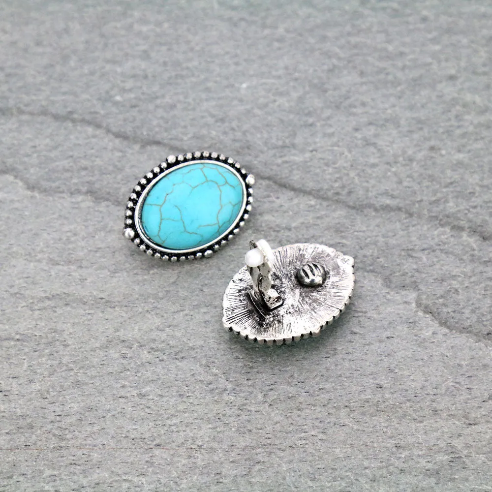 Millie Fashion Framed Oval Clip On Earrings