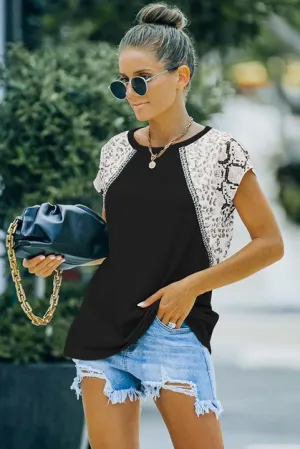 Mix Prints Contrast Cap Sleeve Top