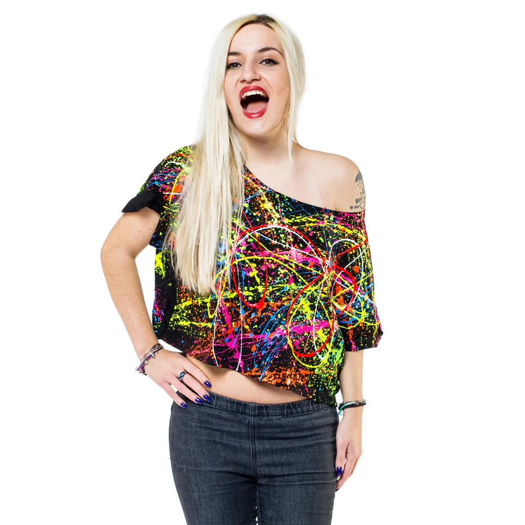 MULTI SPLAT LOOSE FIT CROP TOP