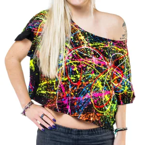 MULTI SPLAT LOOSE FIT CROP TOP