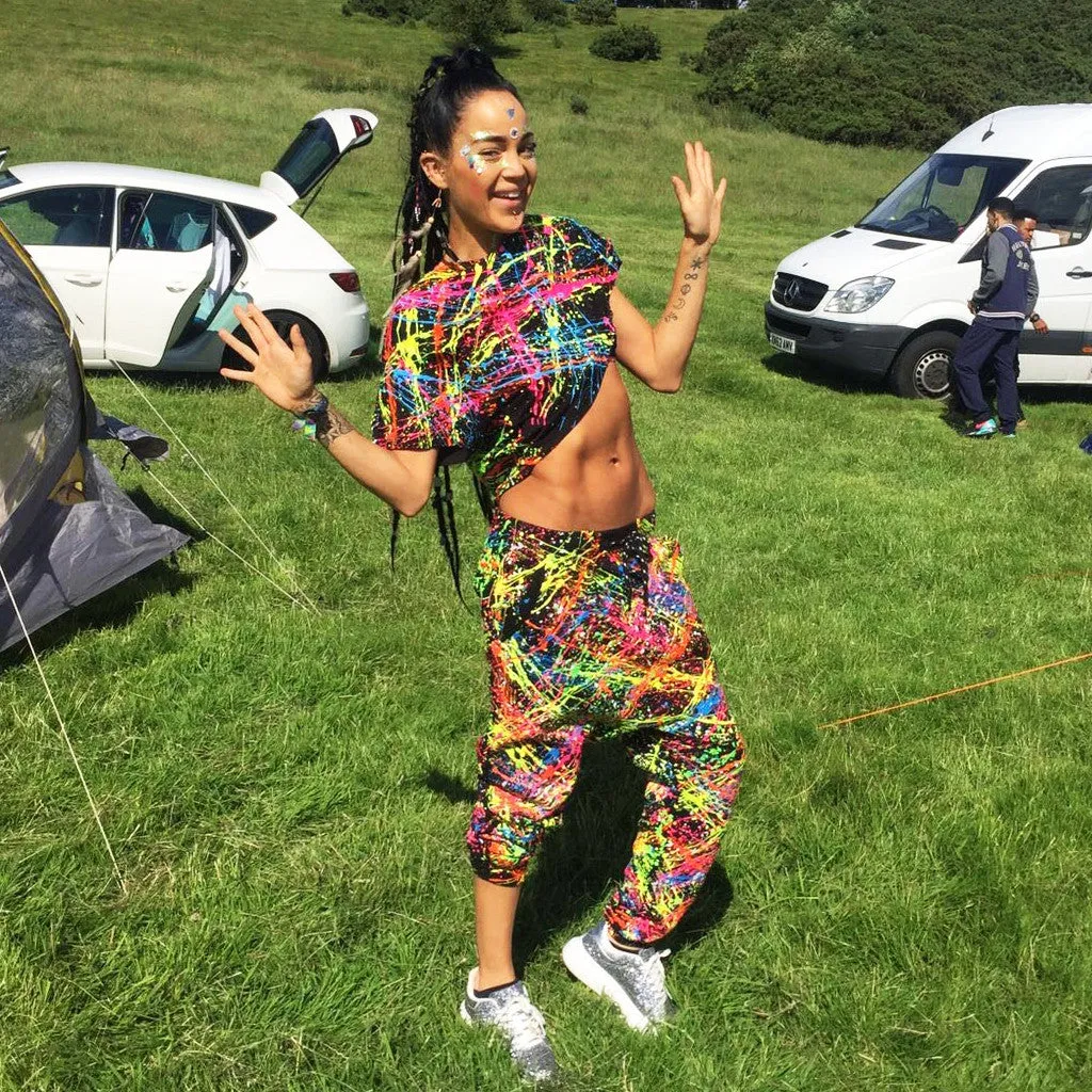 MULTI SPLAT LOOSE FIT CROP TOP
