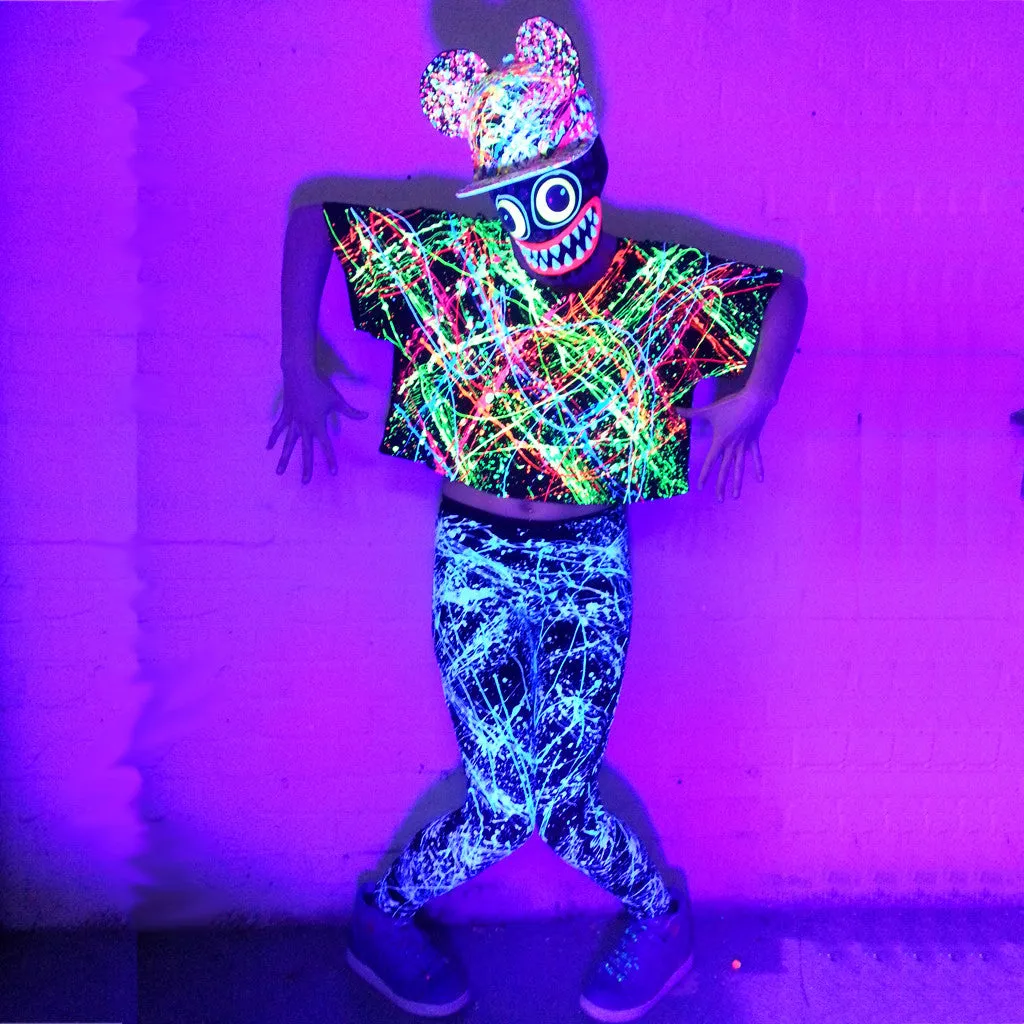 MULTI SPLAT LOOSE FIT CROP TOP