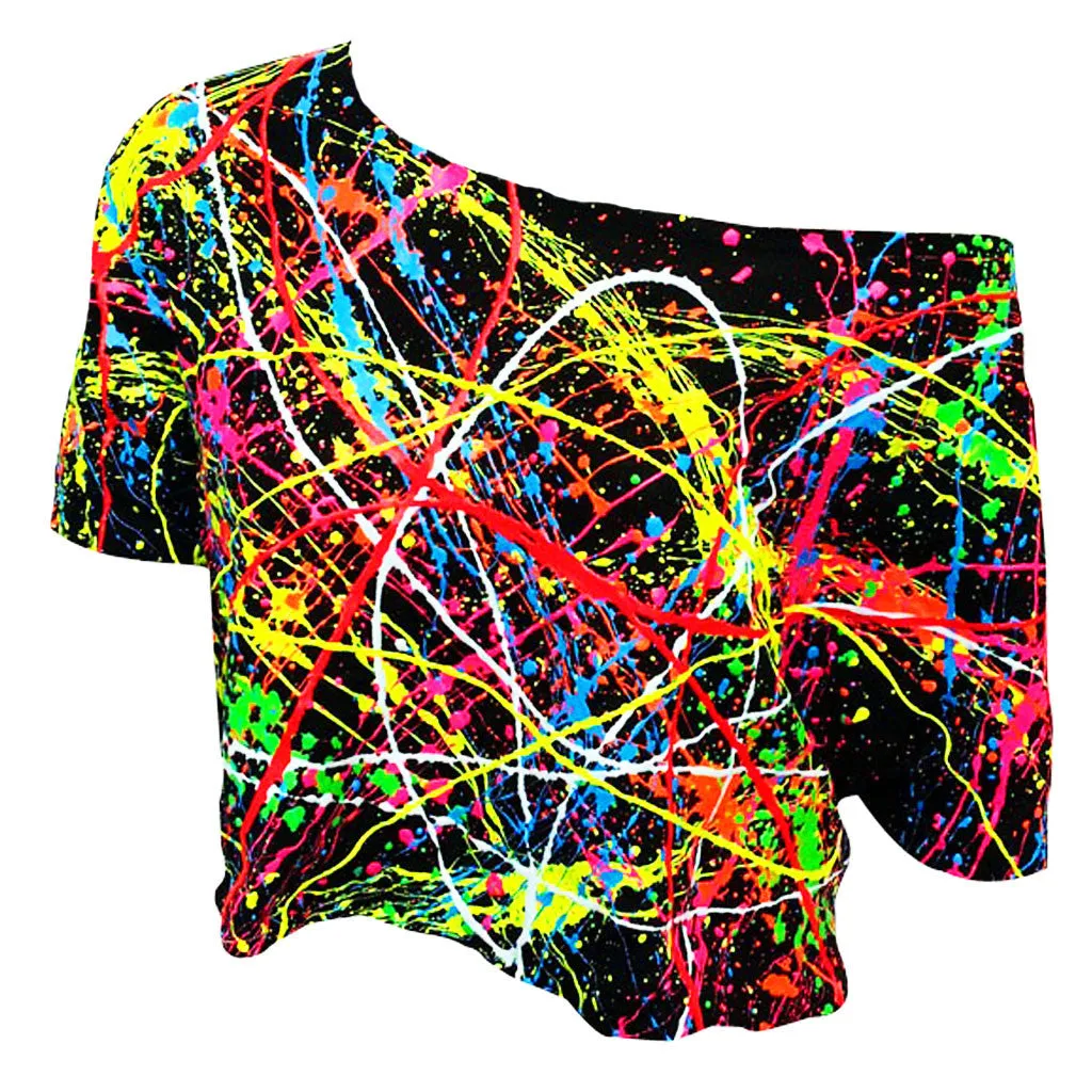 MULTI SPLAT LOOSE FIT CROP TOP