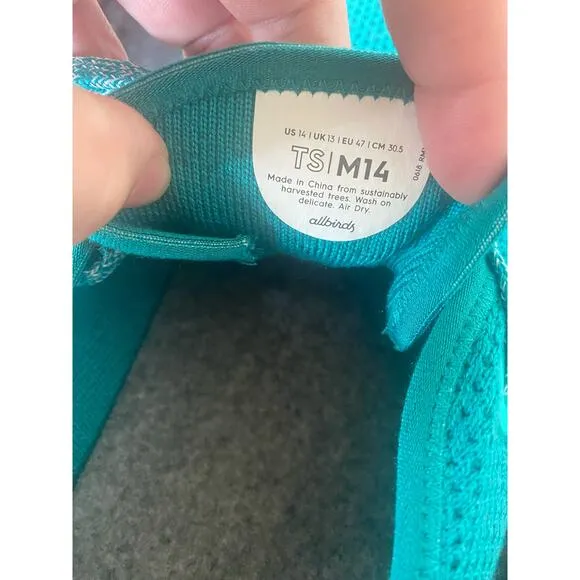 NWOT Allbirds Tree Skipper sneakers size men’s 14 teal aqua