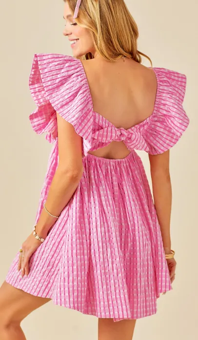 Pink Gingham Babydoll Dress