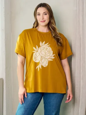 PLUS SIZE SHORT SLEEVE GRAPHIC TOP