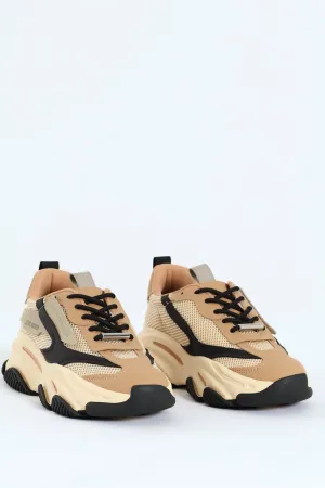 Possession Lace Up Chunky Sportie Sneaker - Khaki