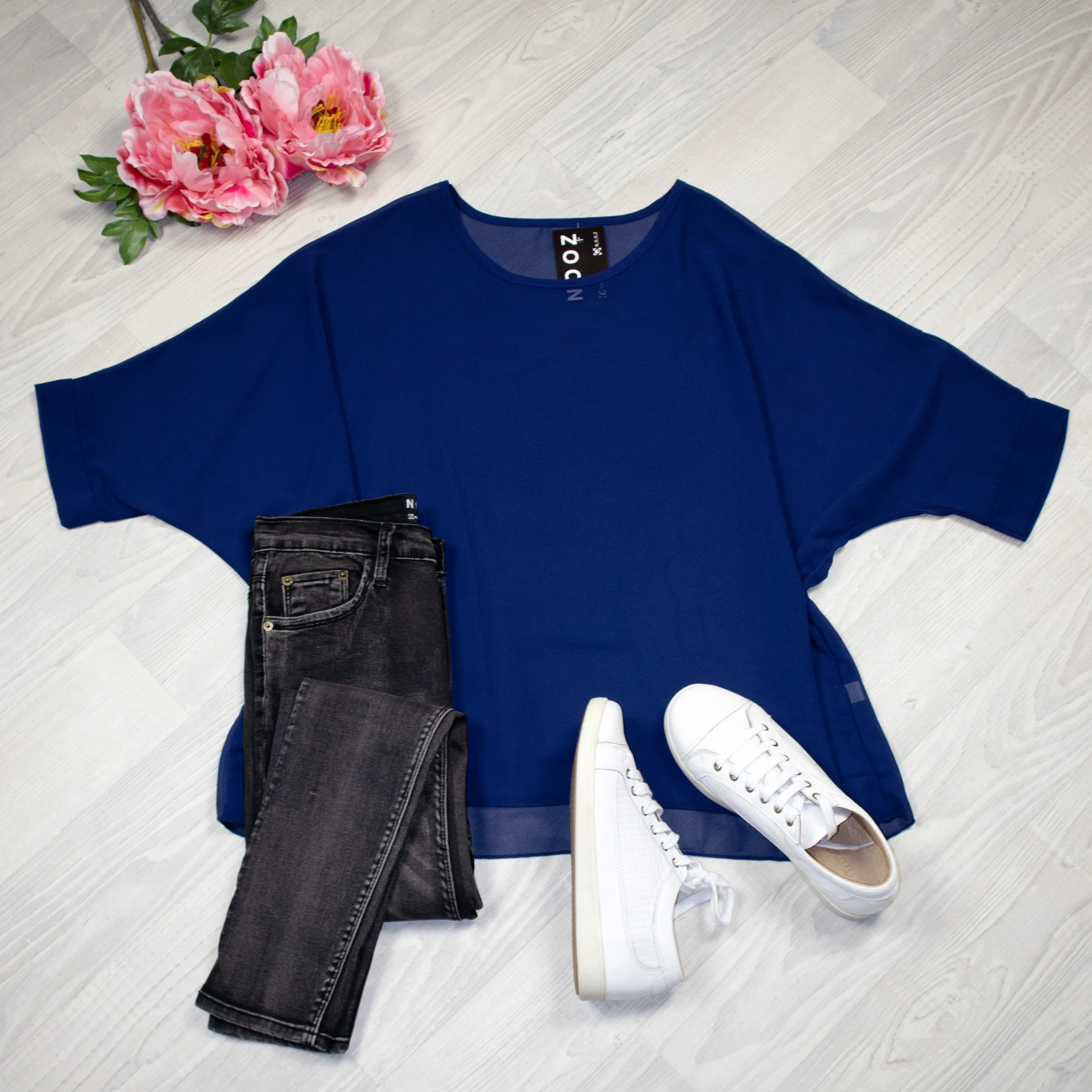 PRE-ORDER** Navy Draped Top- Essential Collection
